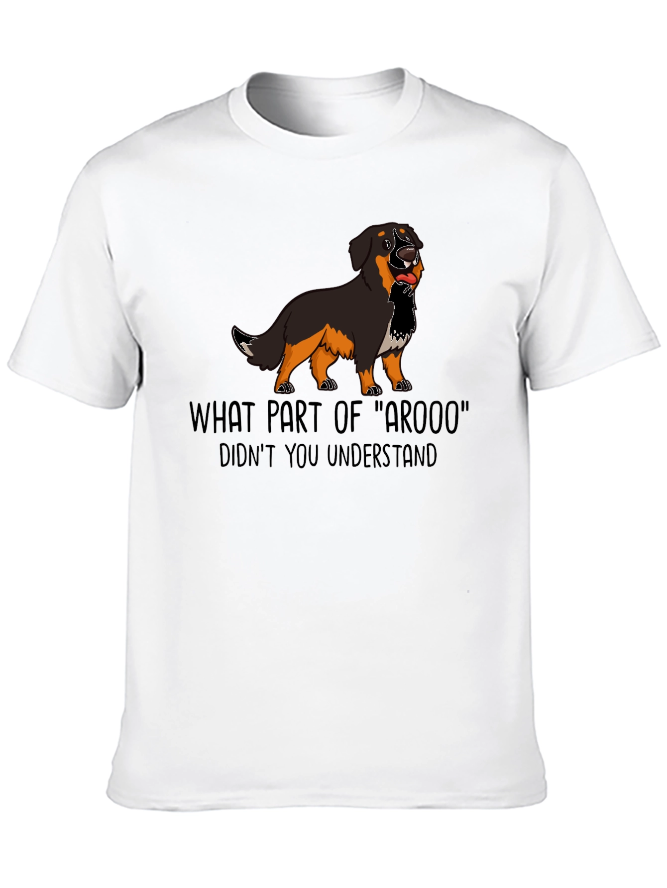Black Funny Dog Graphic Tee - "AROOO" T-Shirt view 10