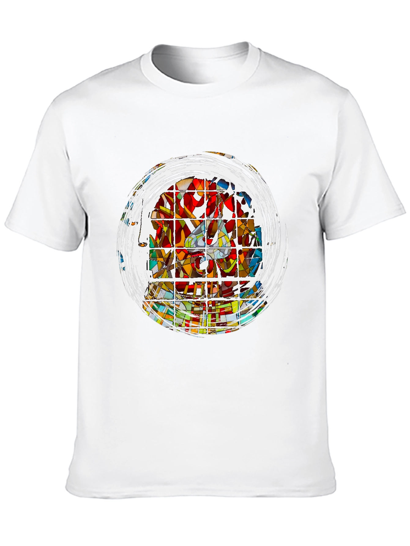 Black Abstract Stained Glass Art Graphic Tee - Black view 10