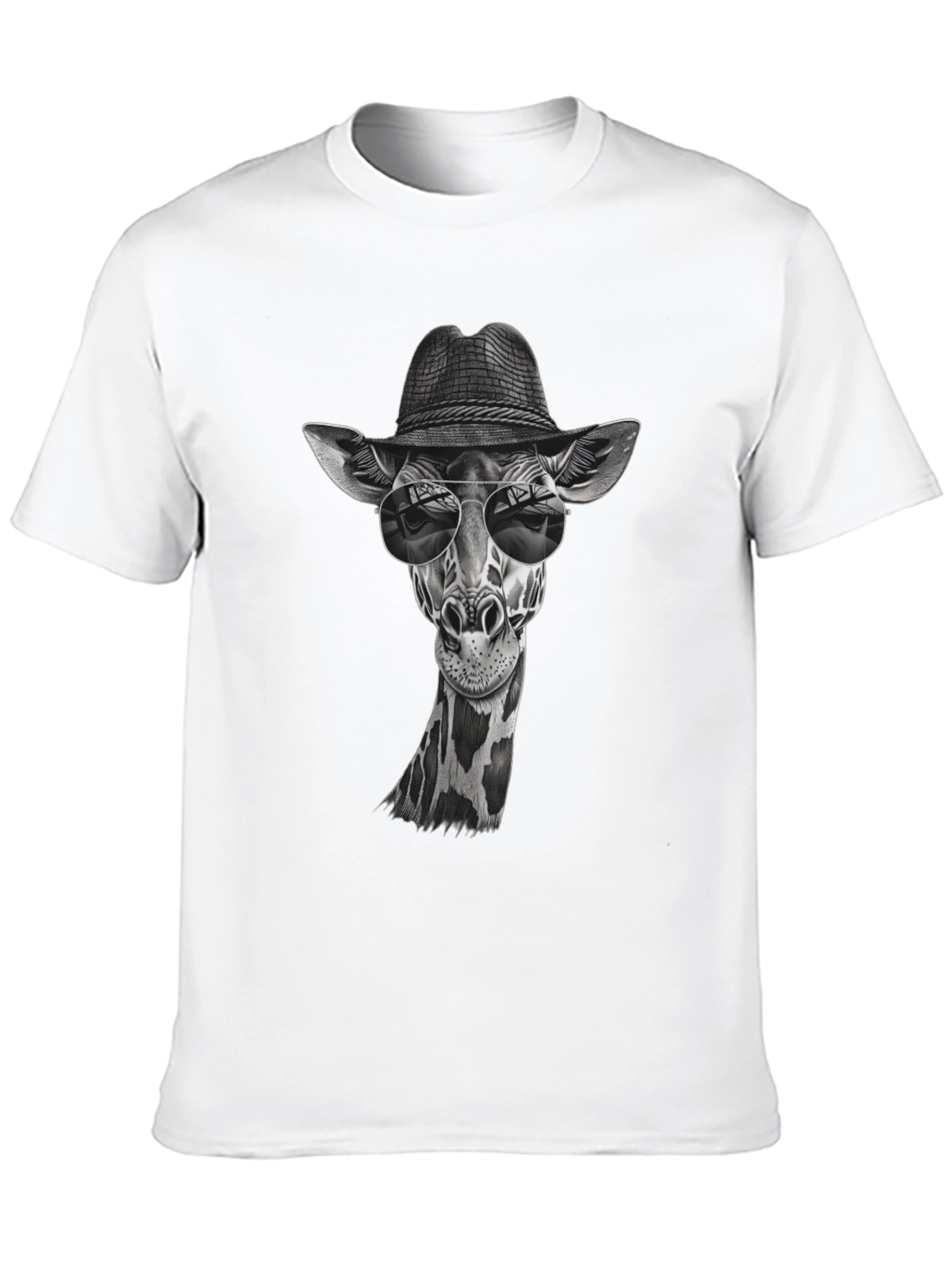 Black Cool Giraffe in Hat Graphic T-Shirt view 10