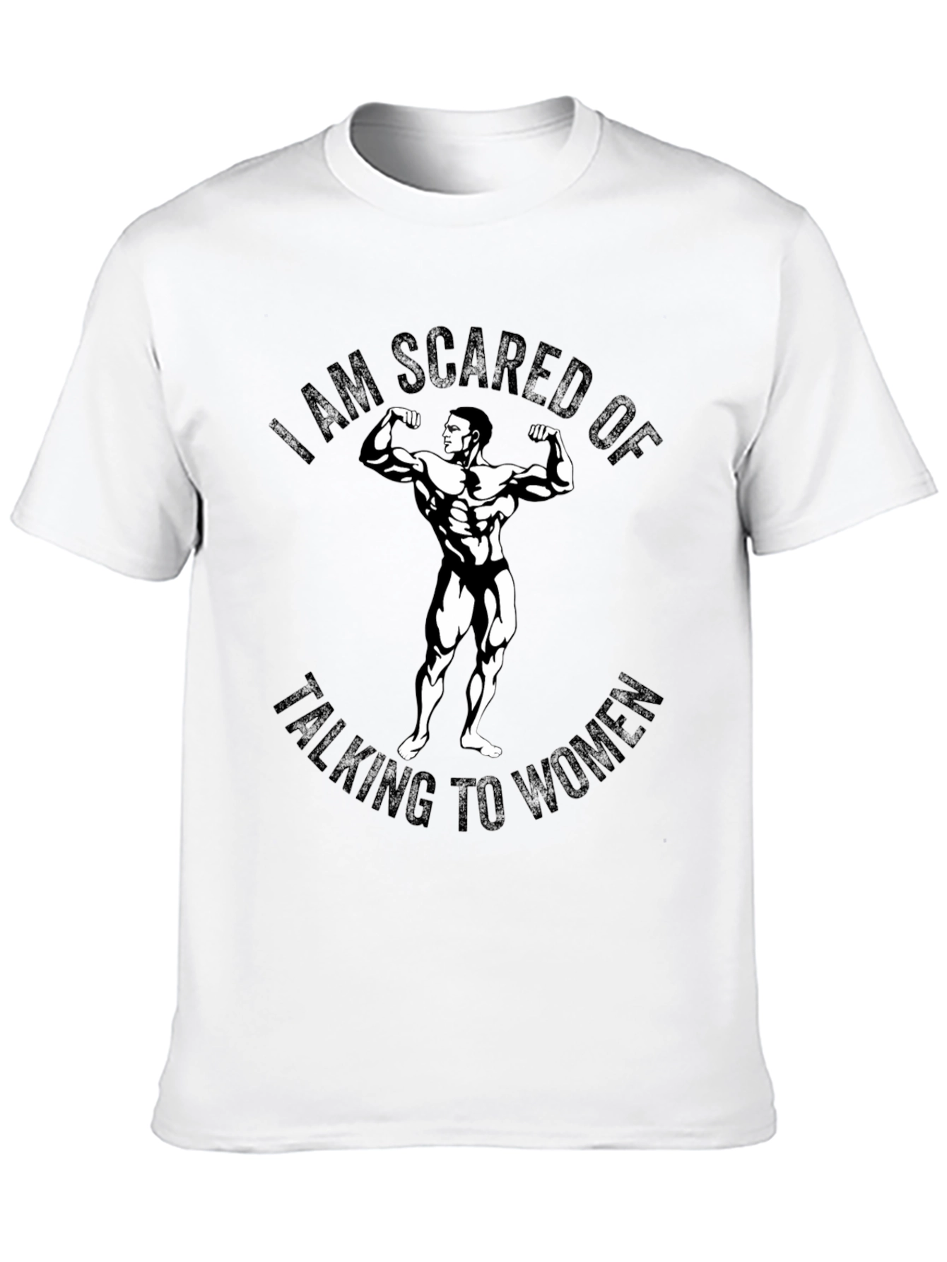 Black Scared of Talking To Women Funny Bodybuilder T-Shirt view 10