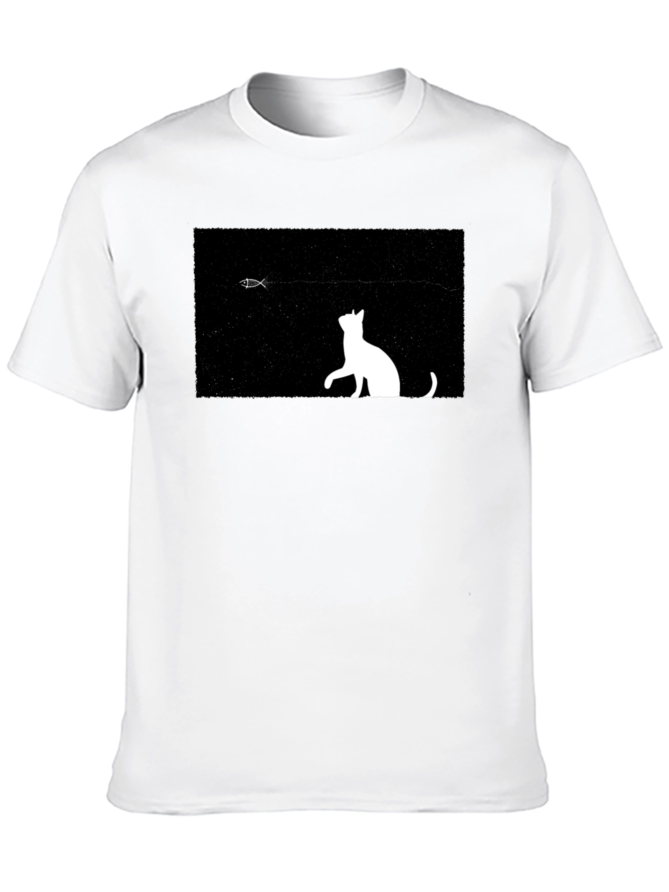 Black Cat & Fish Graphic Black Tee view 10