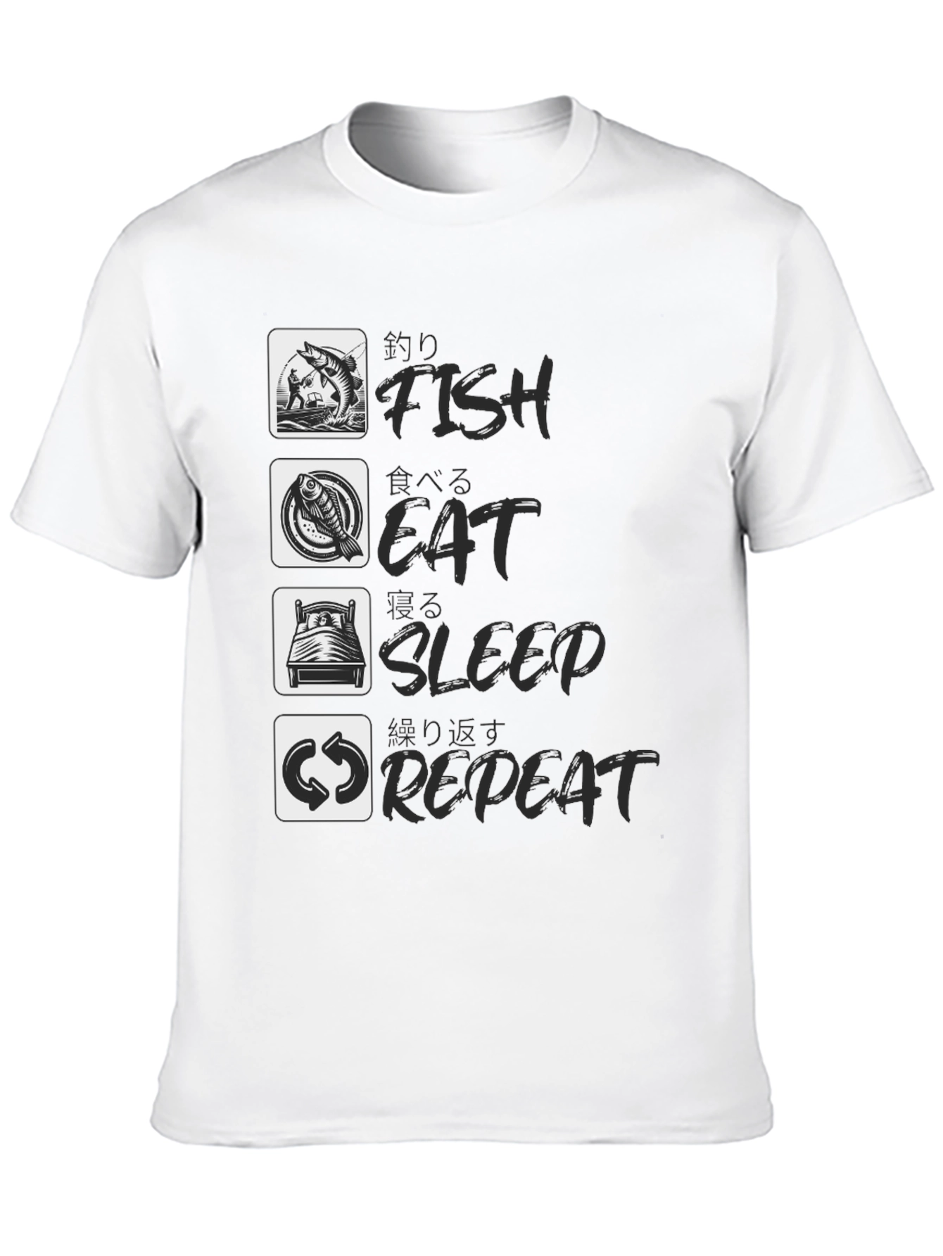 Black Fish Eat Sleep Repeat Black Graphic Tee view 10