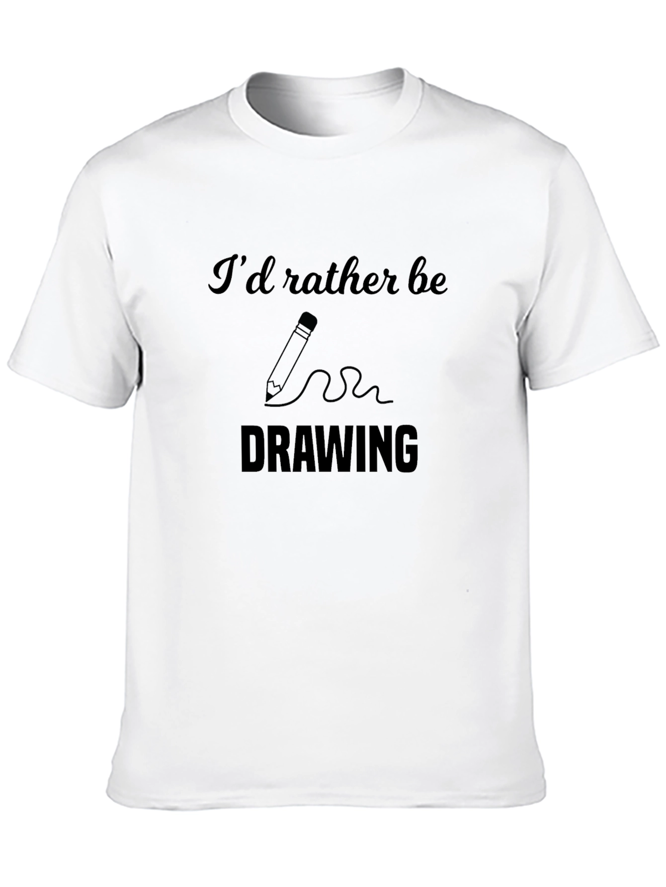 Black I'd Rather Be Drawing Graphic T-Shirt view 10