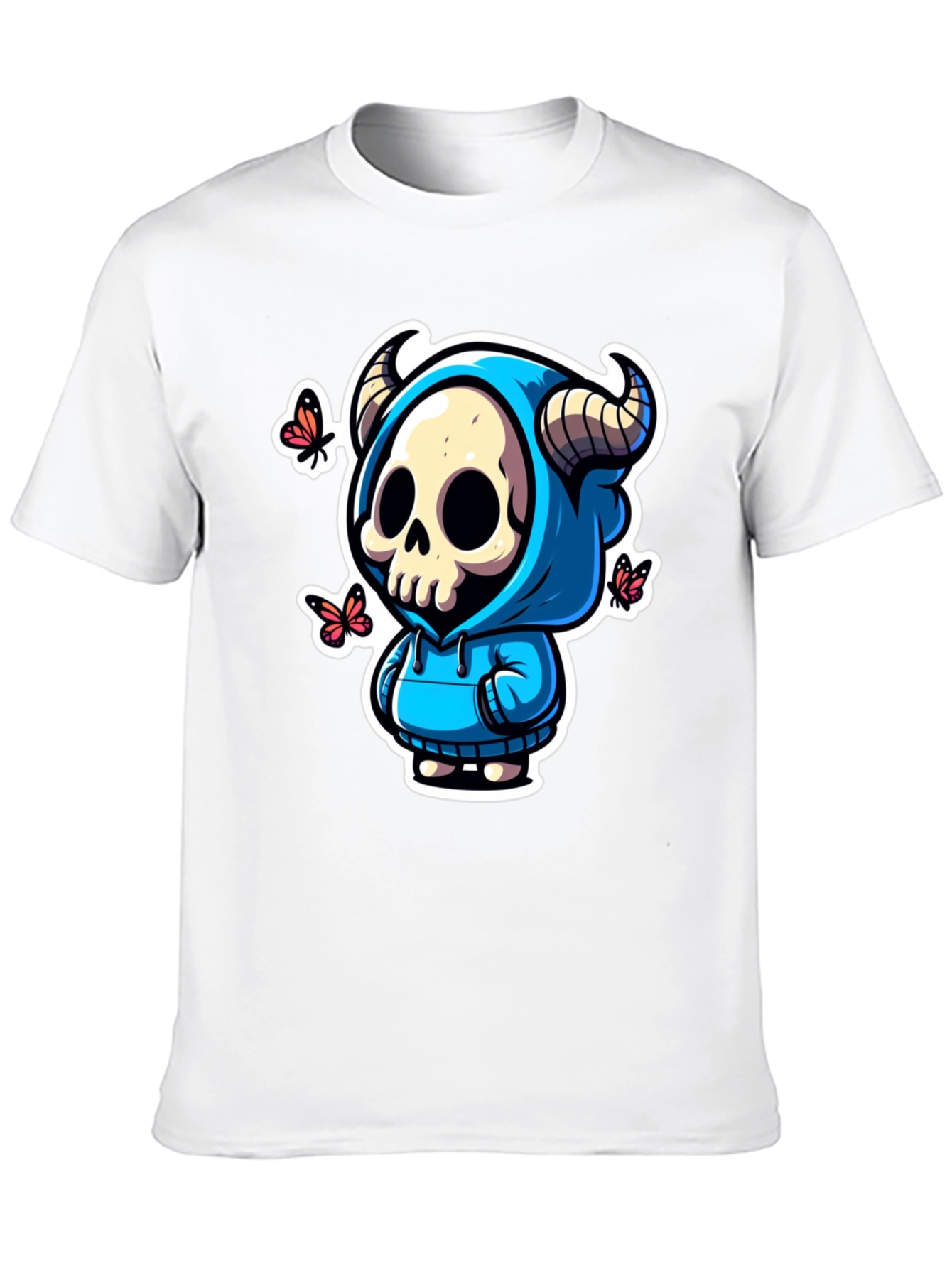 Black Skull Horns Hoodie T-Shirt view 10