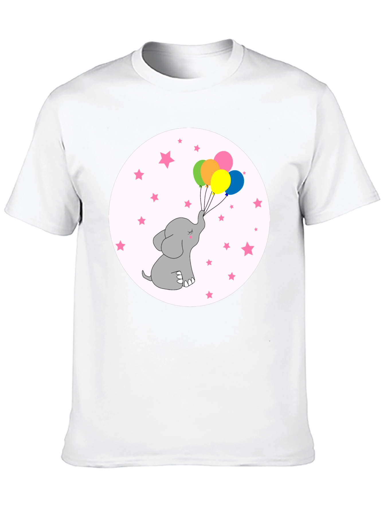 Black Elephant Balloons Black T-Shirt Cute Cartoon Style view 10