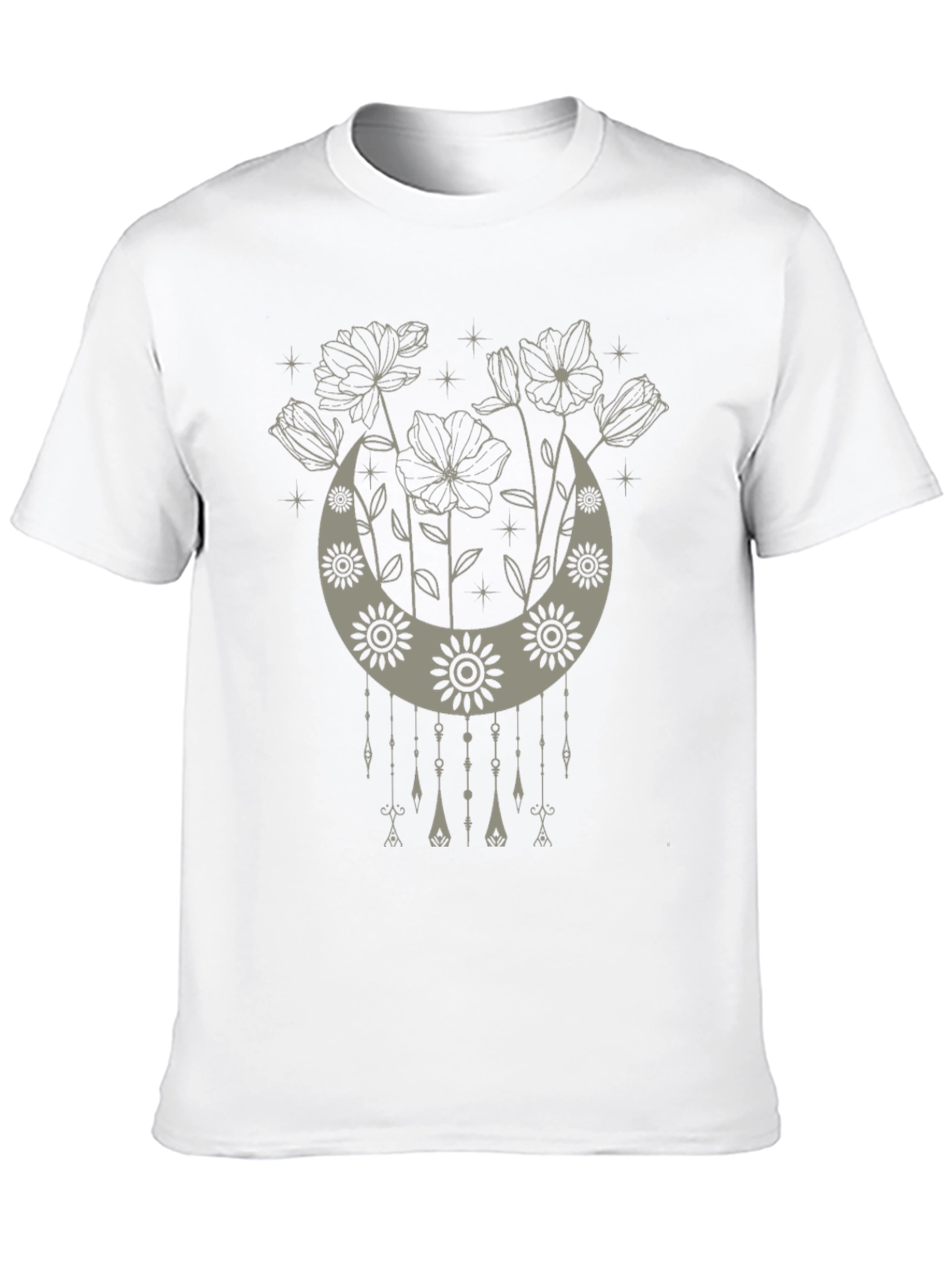 Black Boho Floral Moon Graphic Tee - Black view 10