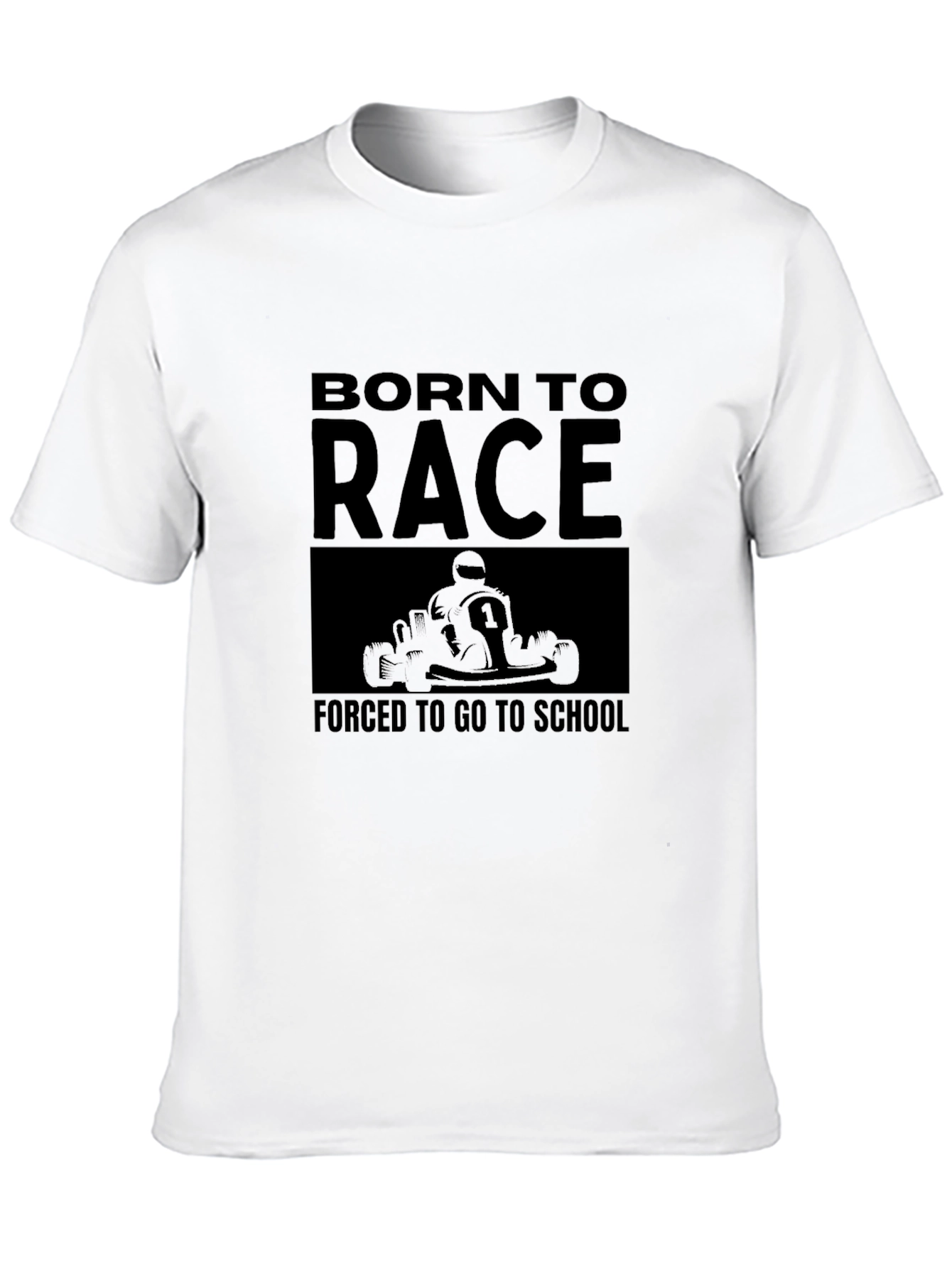 Black Born to Race T-Shirt - Go Kart Racing Fan Tee view 10