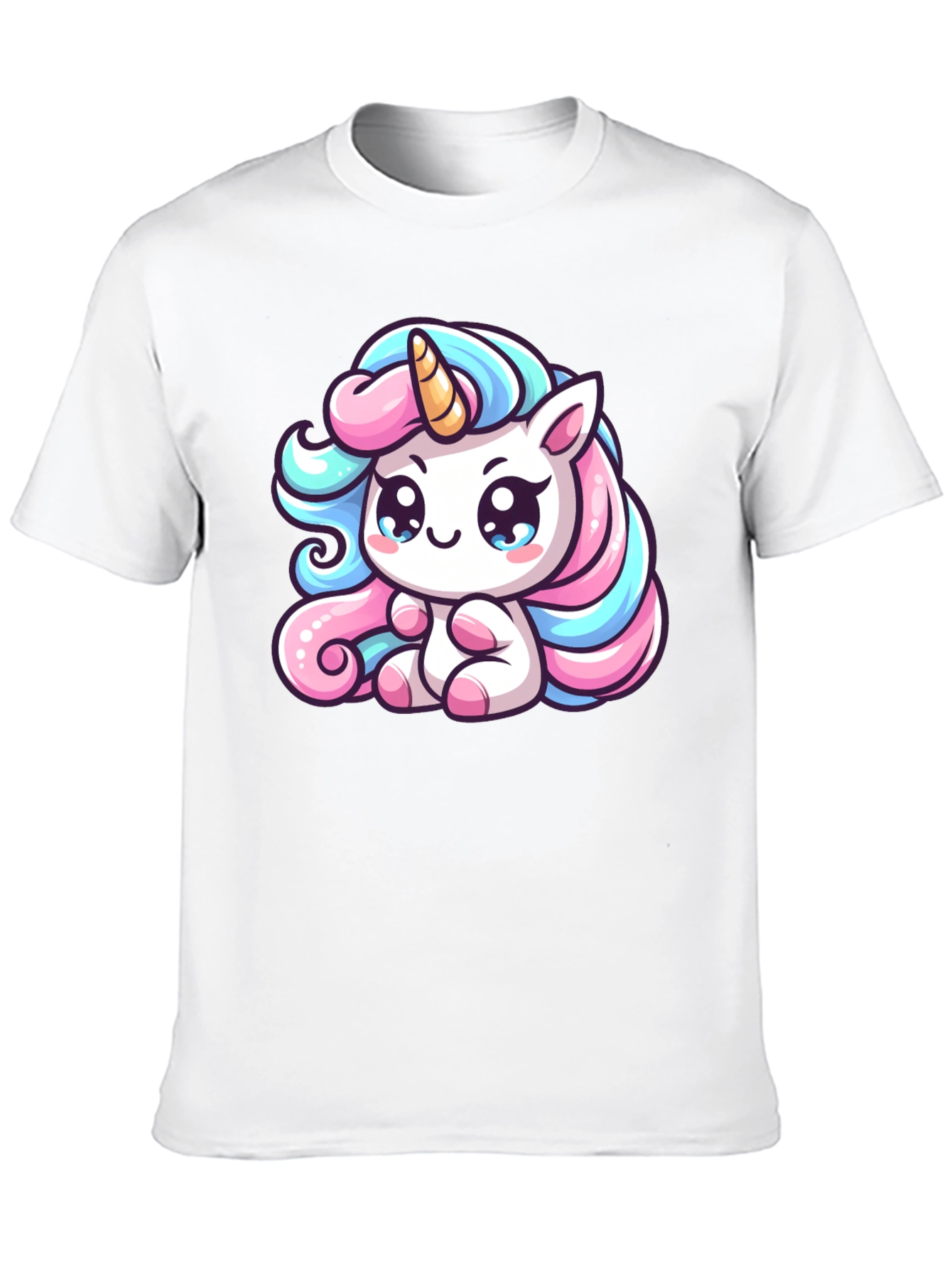Black Cute Unicorn Graphic Black Tee Shirt view 10