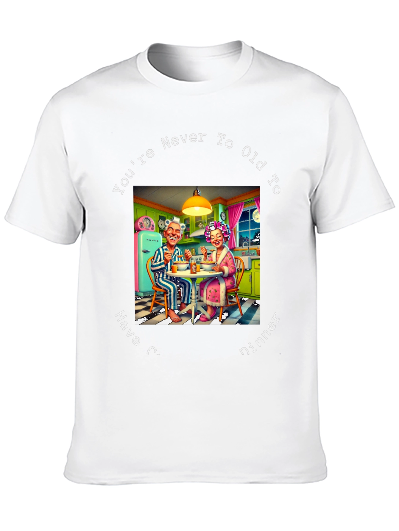 Black Funny You're Never Too Old to Have Dinner Graphic T-Shirt view 10