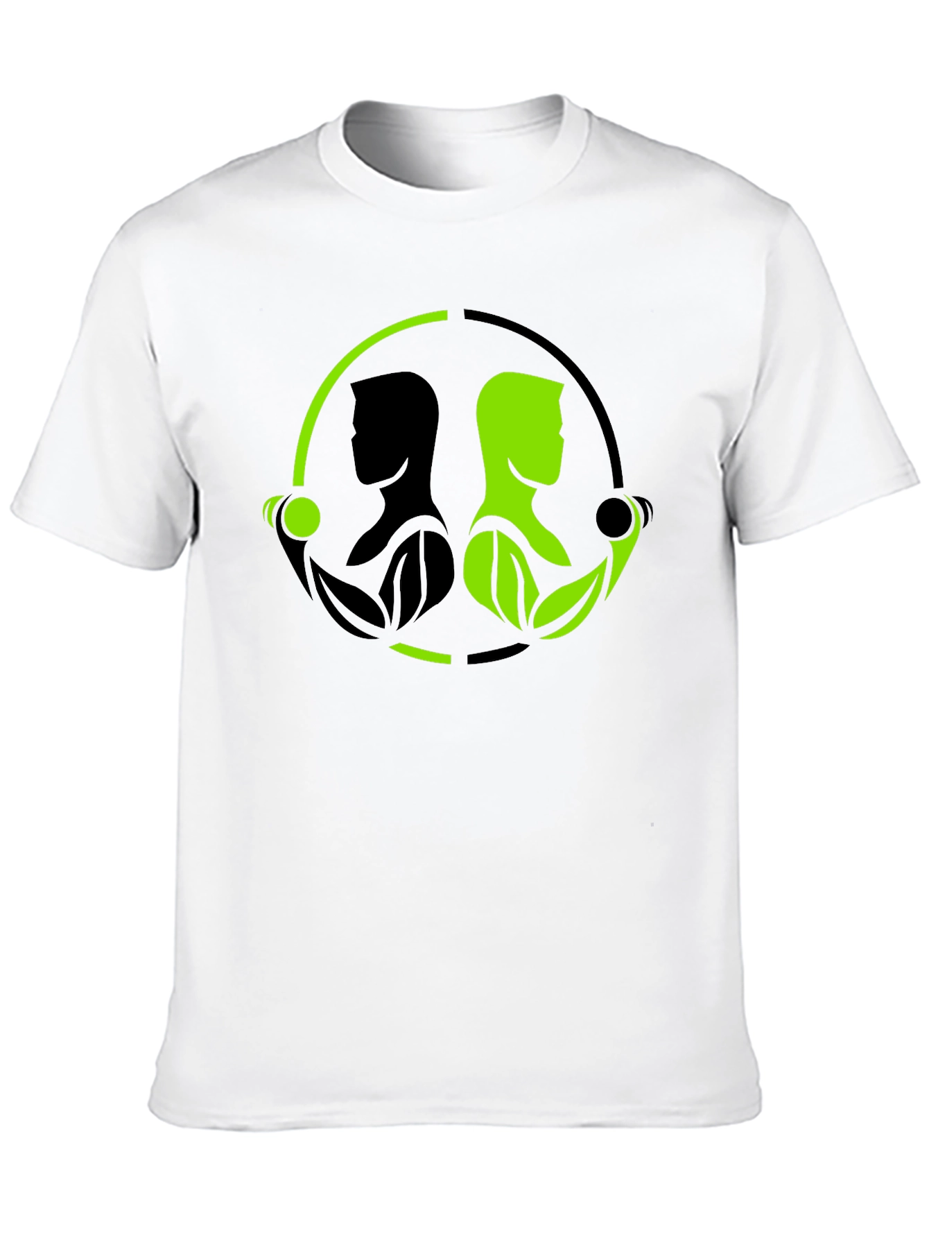 Black Nature Gym T-Shirt - Black Green Yin Yang Fitness view 10