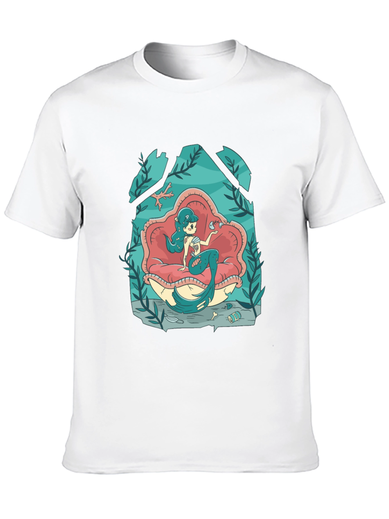 Black Mermaid in Shell T-Shirt - Unique Graphic Tee view 10