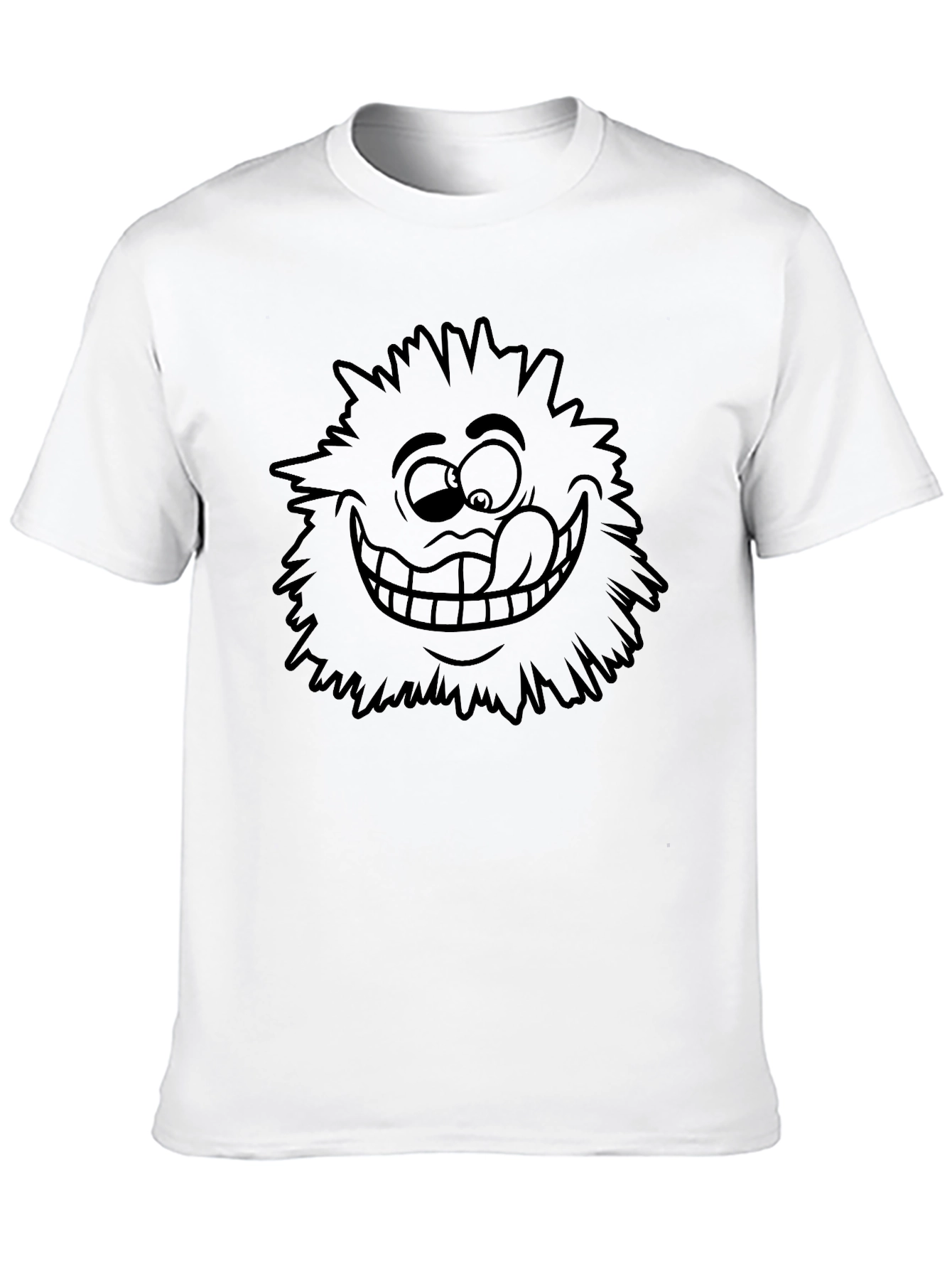 Black Funny Cartoon Face Black T-Shirt view 10