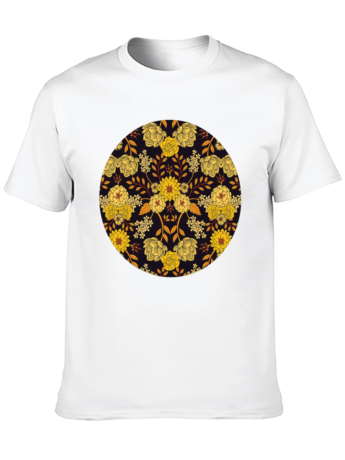 Black Floral Mandala Graphic Tee - Stylish Men's T-Shirt view 10