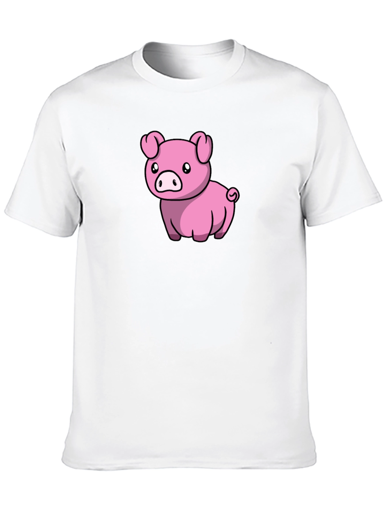 Black Cute Pig Cartoon Black T-Shirt view 10