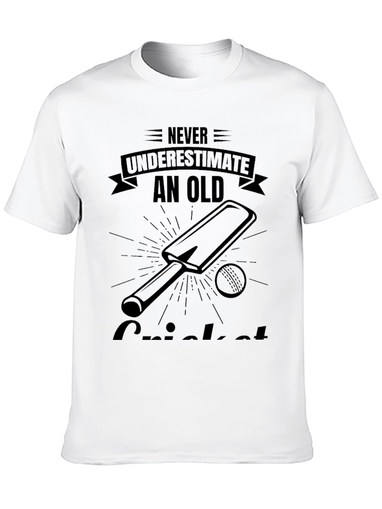 Black Old Cricket Player T-Shirt - Never Underestimate view 10