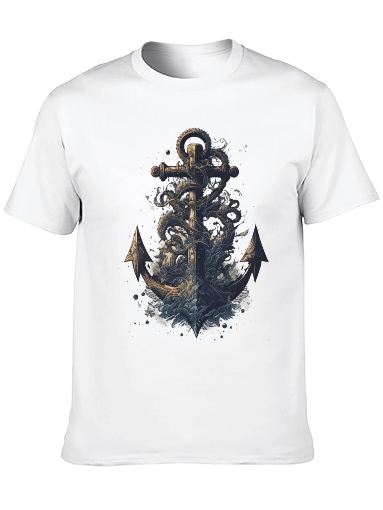 Black Anchor Octopus Graphic Tee - Men's Black T-Shirt view 10