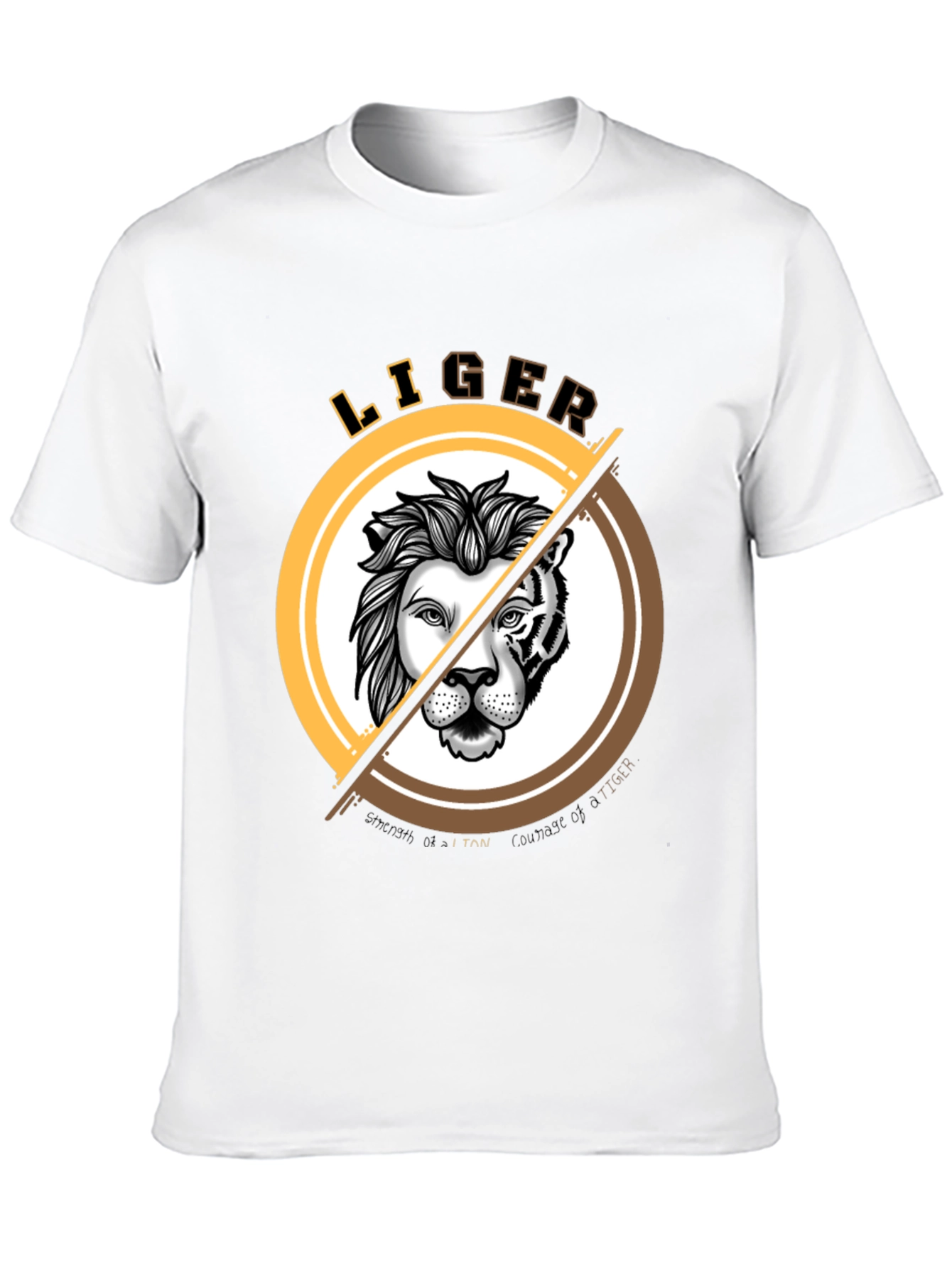 Black LIGER Graphic Print T-Shirt - Lion & Tiger Hybrid Design view 10