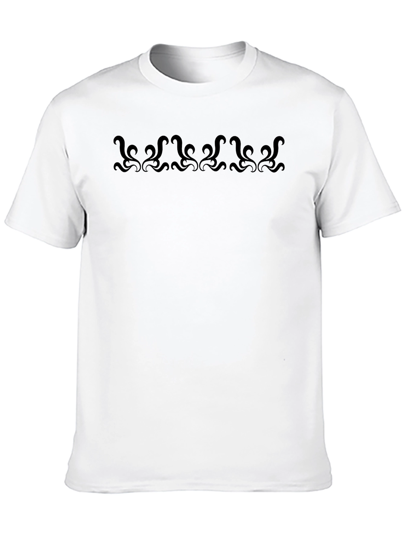 Black Men's Black Tee with Abstract Design view 10