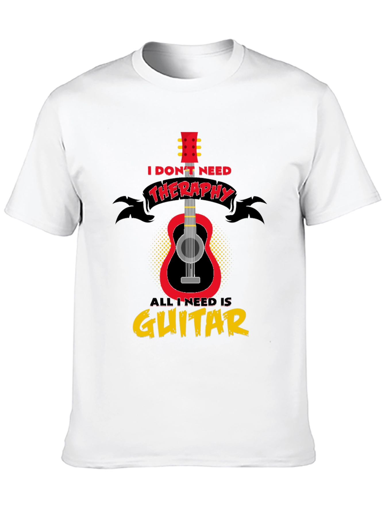 Black Guitar Therapy T-Shirt - Musician Gift view 10