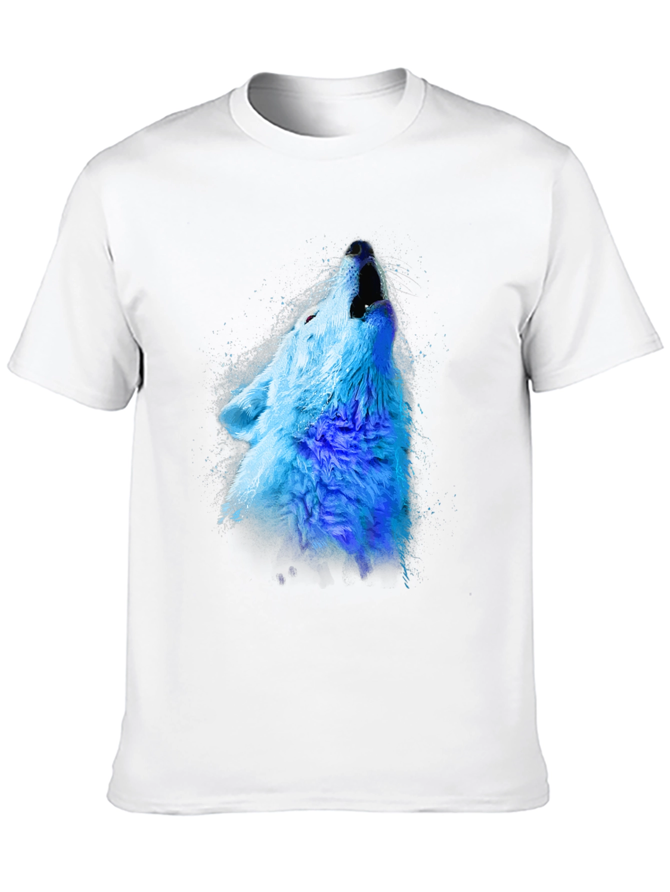 Black Blue Wolf Graphic Tee - Men's Black Crew Neck T-Shirt view 10