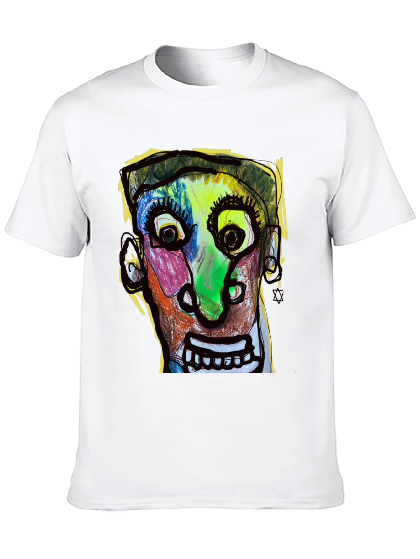 Black Abstract Face Graphic T-Shirt - Unique Art Tee view 10