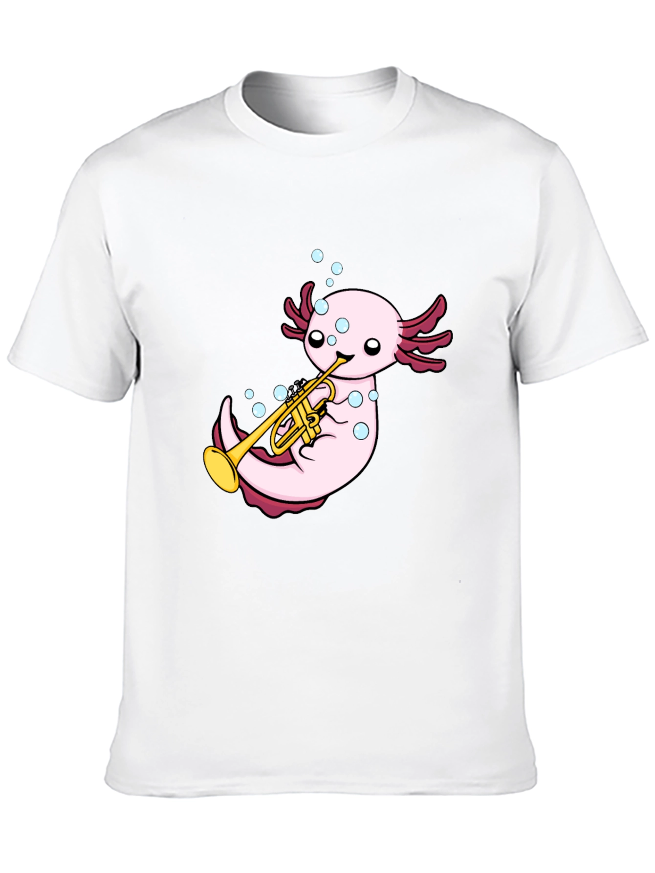 Black Axolotl Trumpet Player Graphic T-Shirt - Black view 10