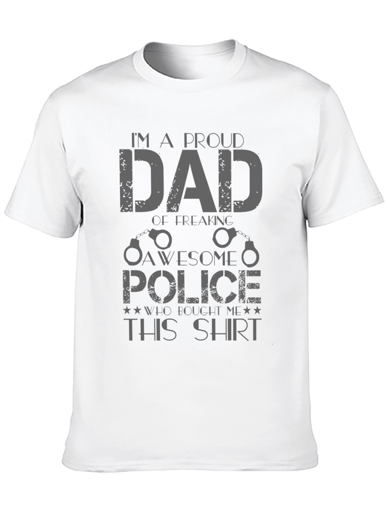 Black Proud Dad of Awesome Police T-Shirt view 10