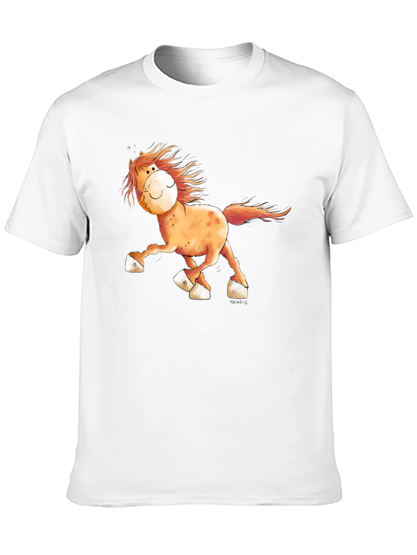 Black Cartoon Horse Graphic Tee - Black Cotton Shirt view 10