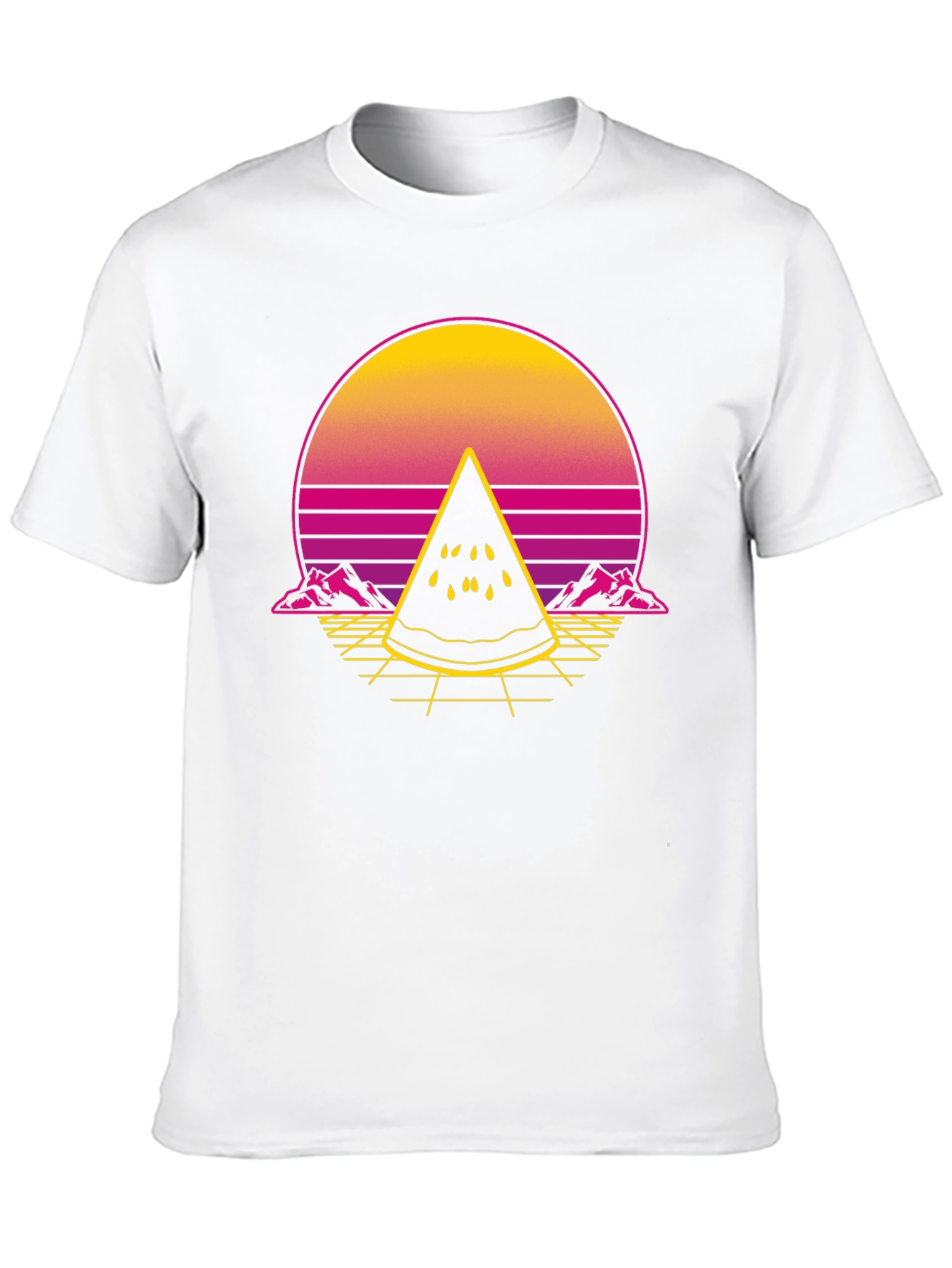 Black Retro Sunset Watermelon Slice T-Shirt view 10