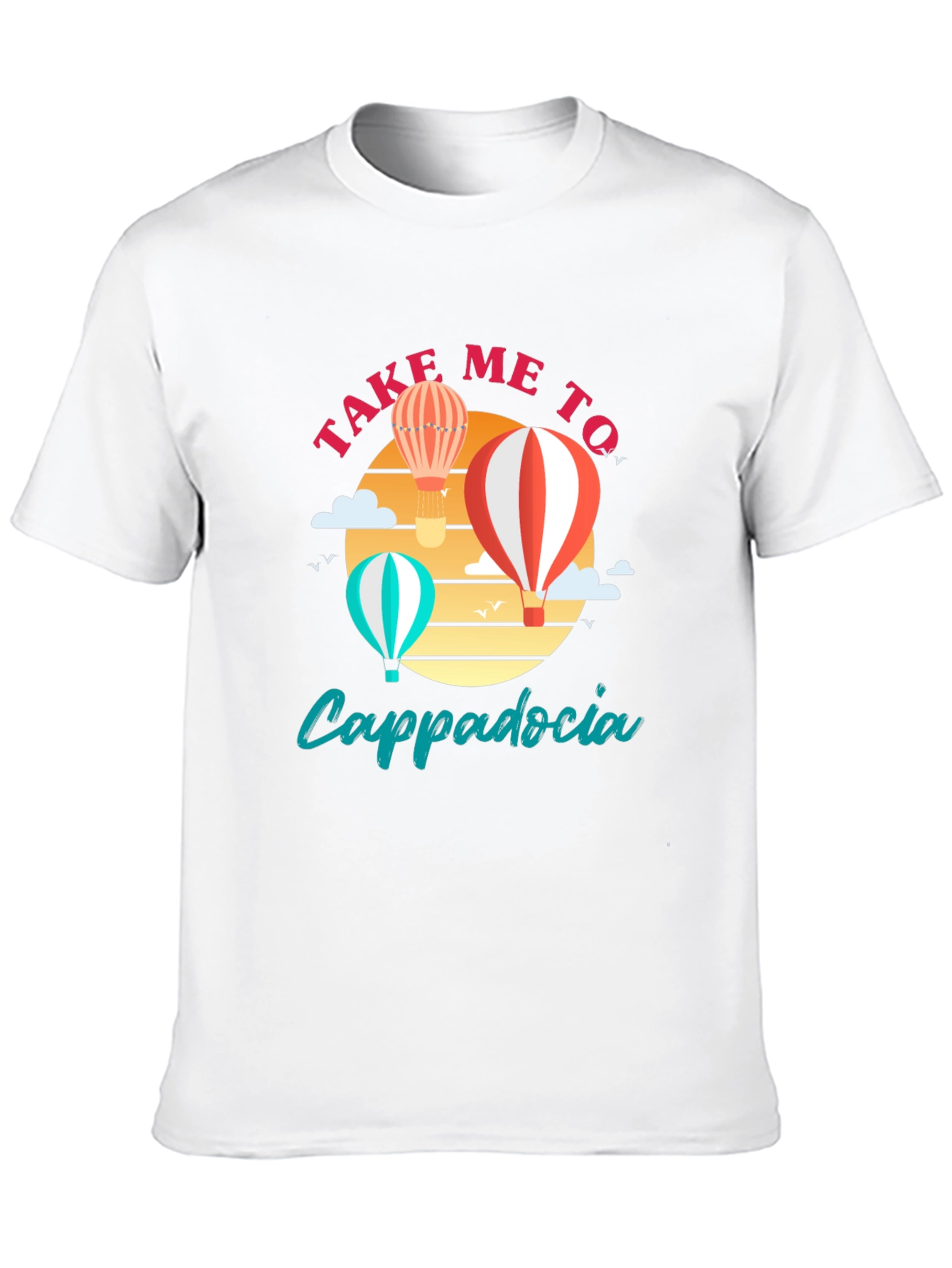 Black Cappadocia Hot Air Balloon T-Shirt view 10