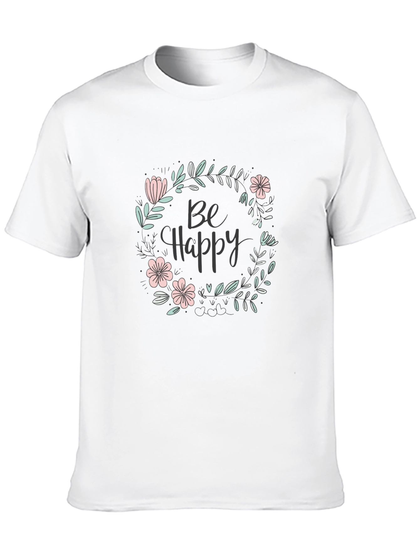 Black Be Happy Floral Graphic Tee - Black view 10