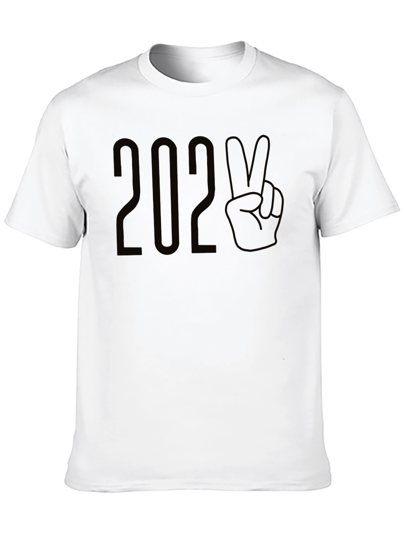Black 2020 Peace Hand T-Shirt | Casual Fashion Top view 10