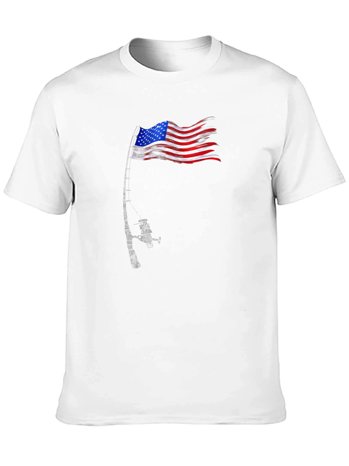 Black American Flag Fishing T-Shirt - Patriotic Angler view 10