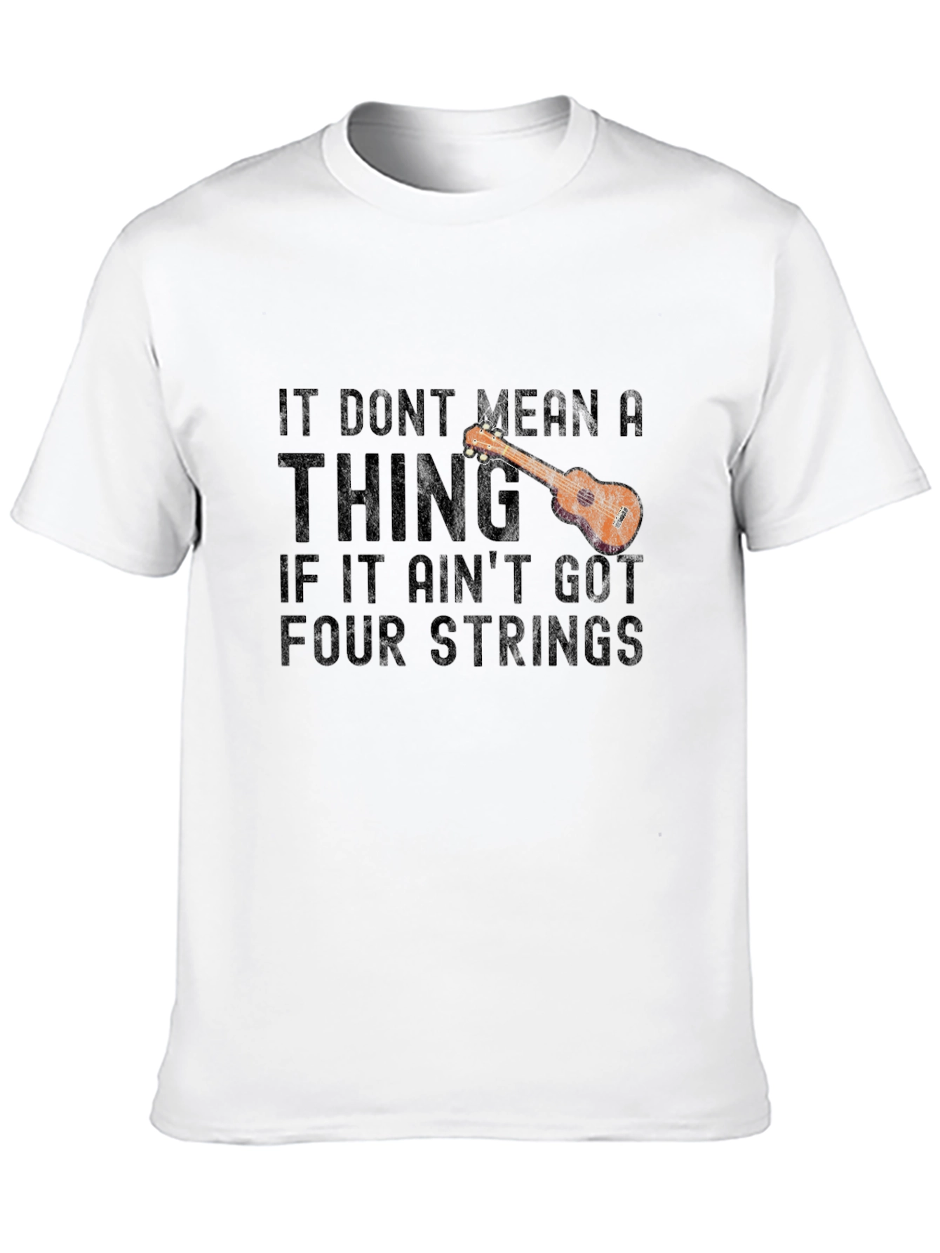 Black Ukulele Four Strings Graphic T-Shirt view 10