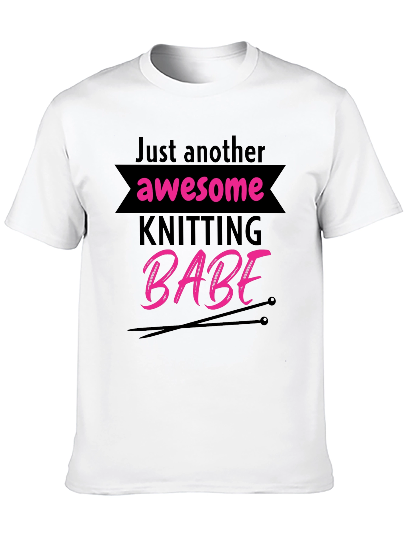 Black Awesome Knitting Babe T-Shirt - Novelty Tee view 10