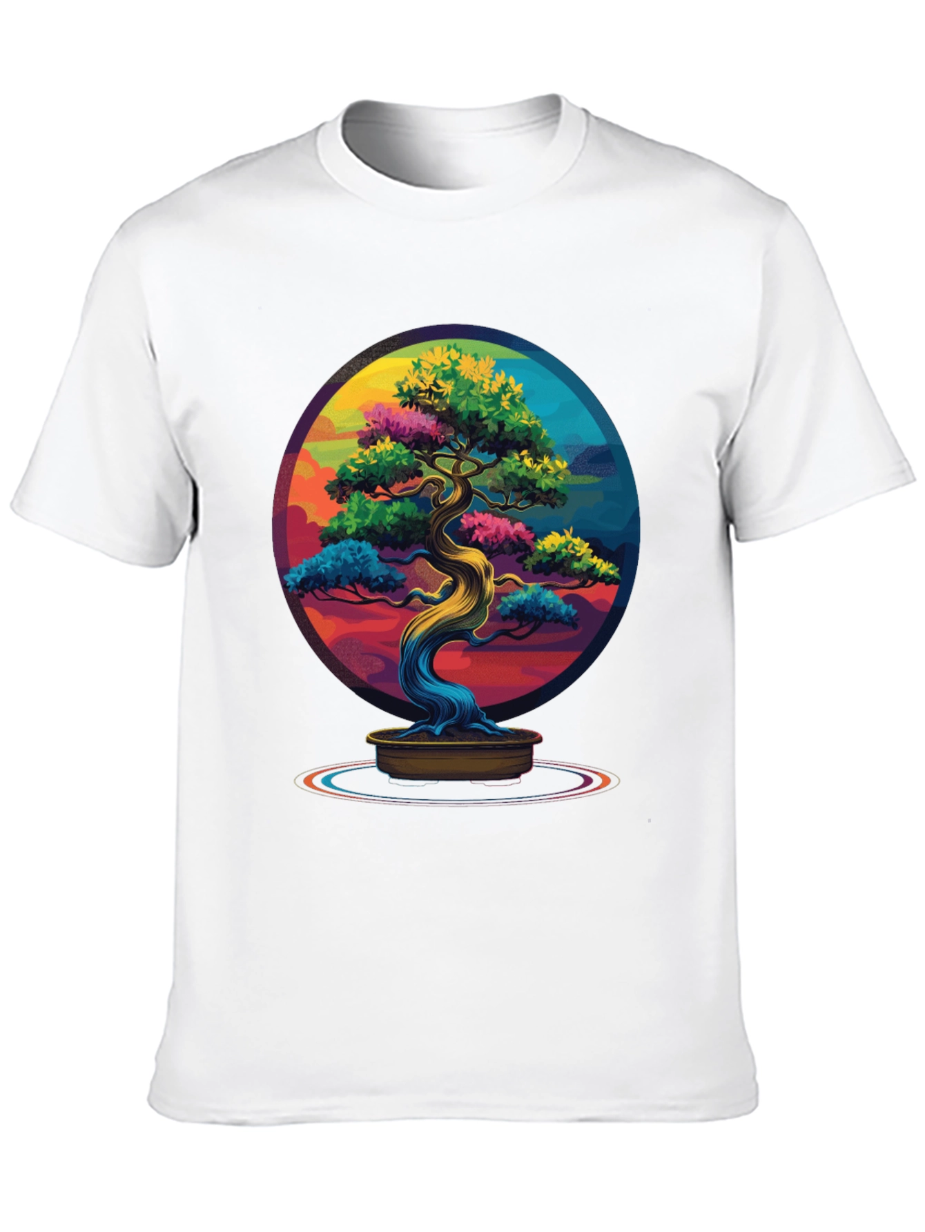 Black Colorful Bonsai Tree Graphic Tee - Unique Design view 10