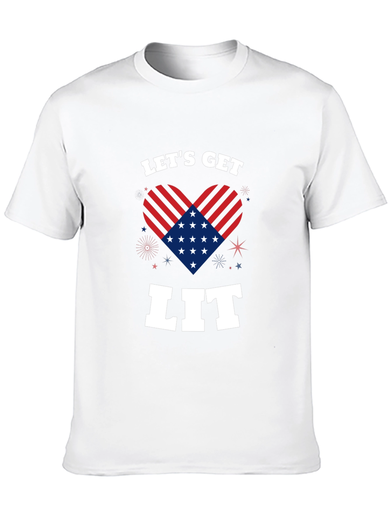 Black Let's Get Lit Patriotic Heart Graphic Tee view 10