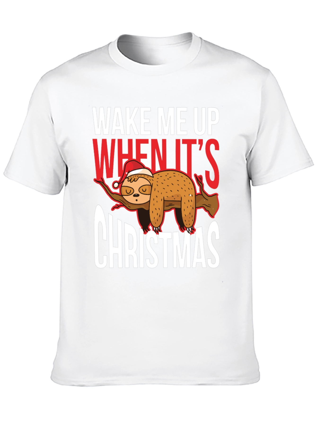 Black Wake Me Up When It's Christmas Sloth T-Shirt view 10