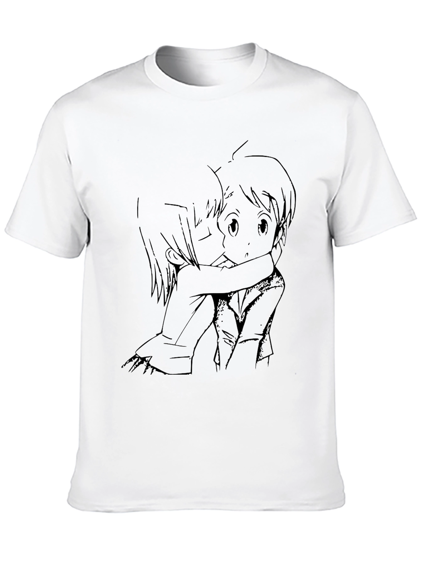Black Anime Hug Graphic Black T-Shirt view 10