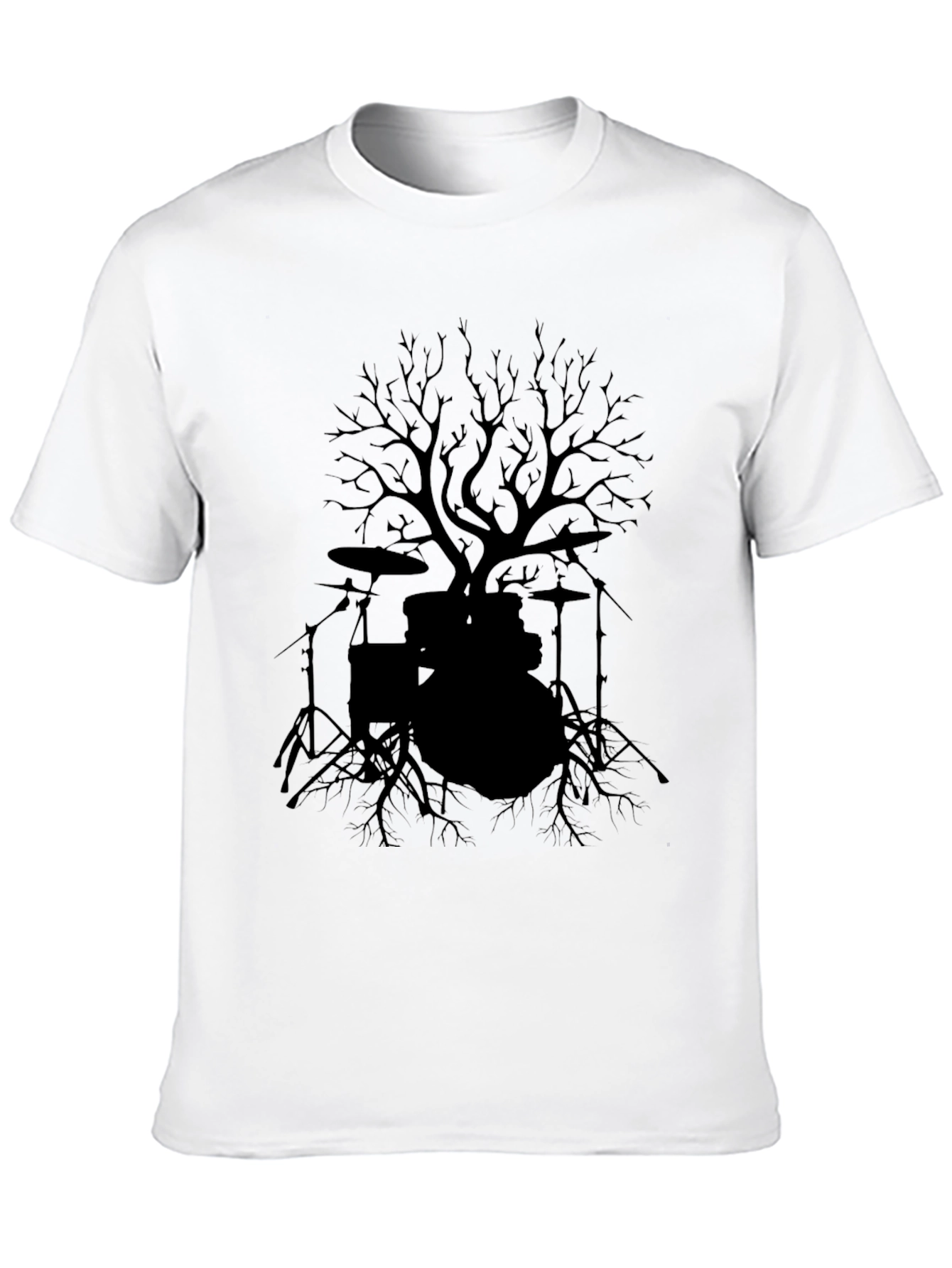 Black Drum Set Tree T-Shirt - Rock Music Tee view 10