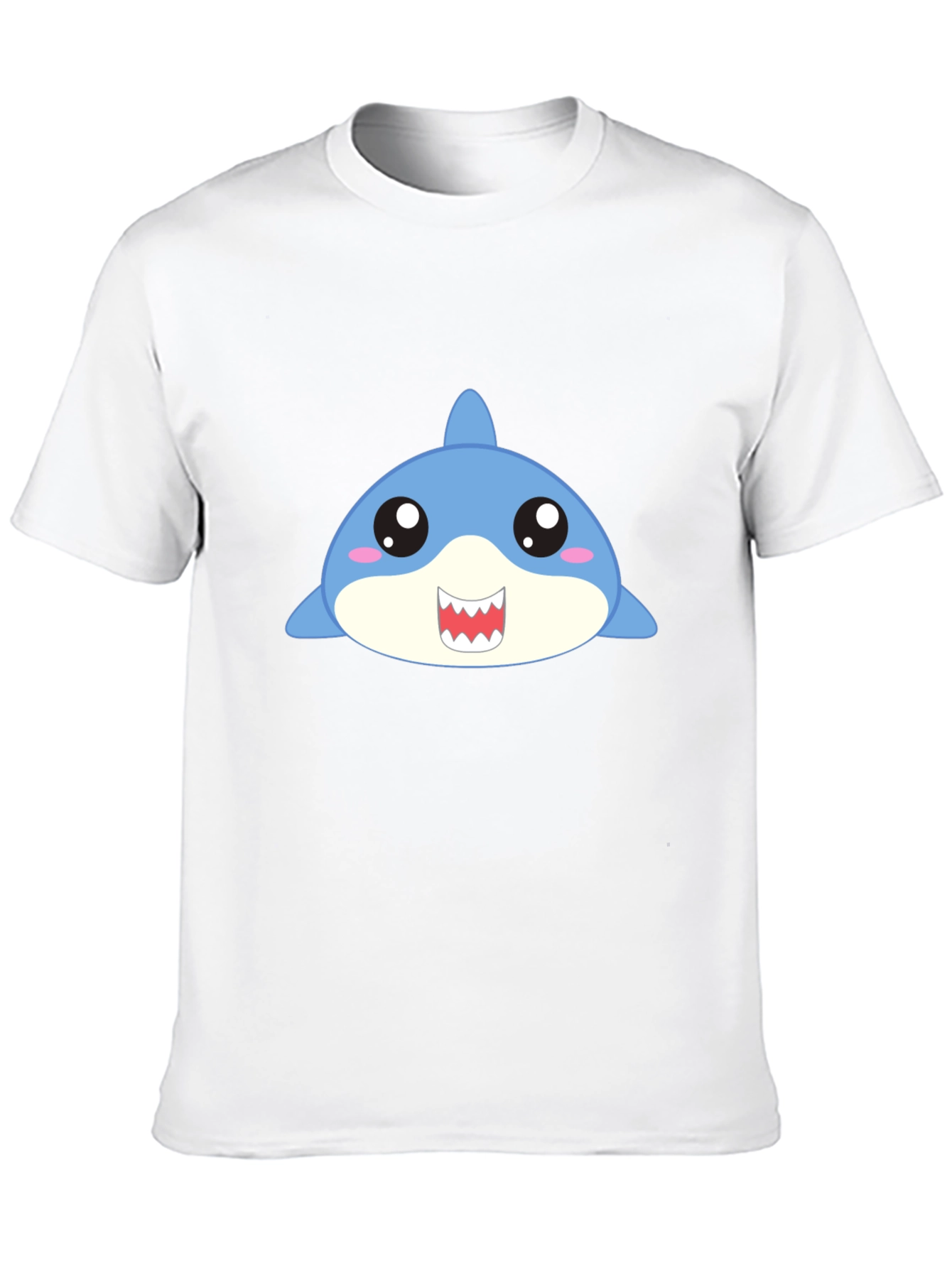 Black Cute Cartoon Shark Graphic Black T-Shirt view 10