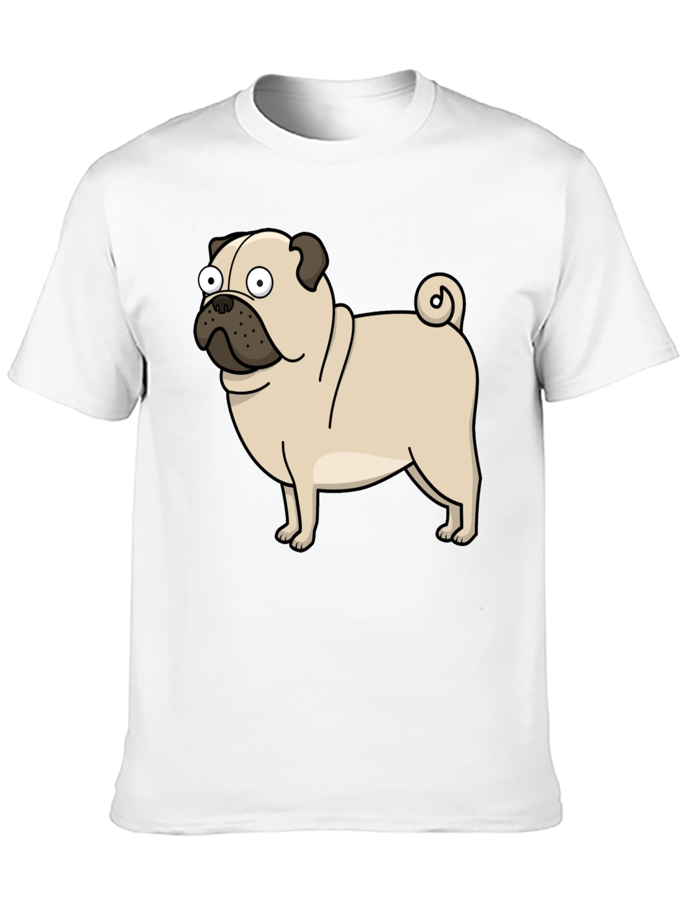 Black Cartoon Pug Graphic T-Shirt - Black view 10