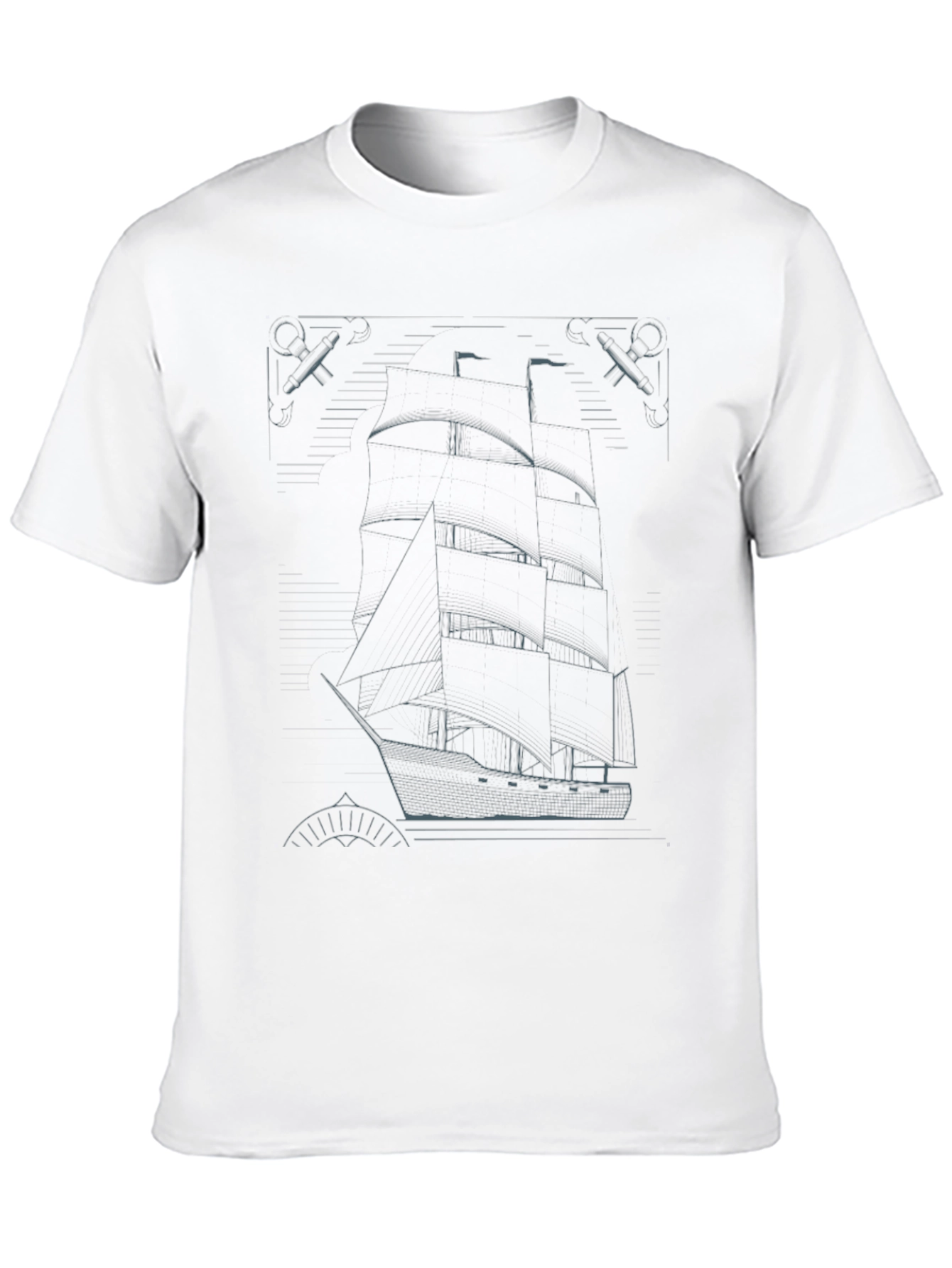 Black Nautical Blueprint T-Shirt - Black Ship Graphic Tee view 10