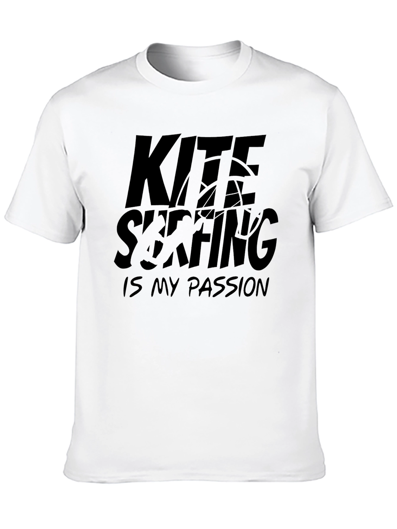Black Kite Surfing Passion T-Shirt - Black Graphic Tee view 10