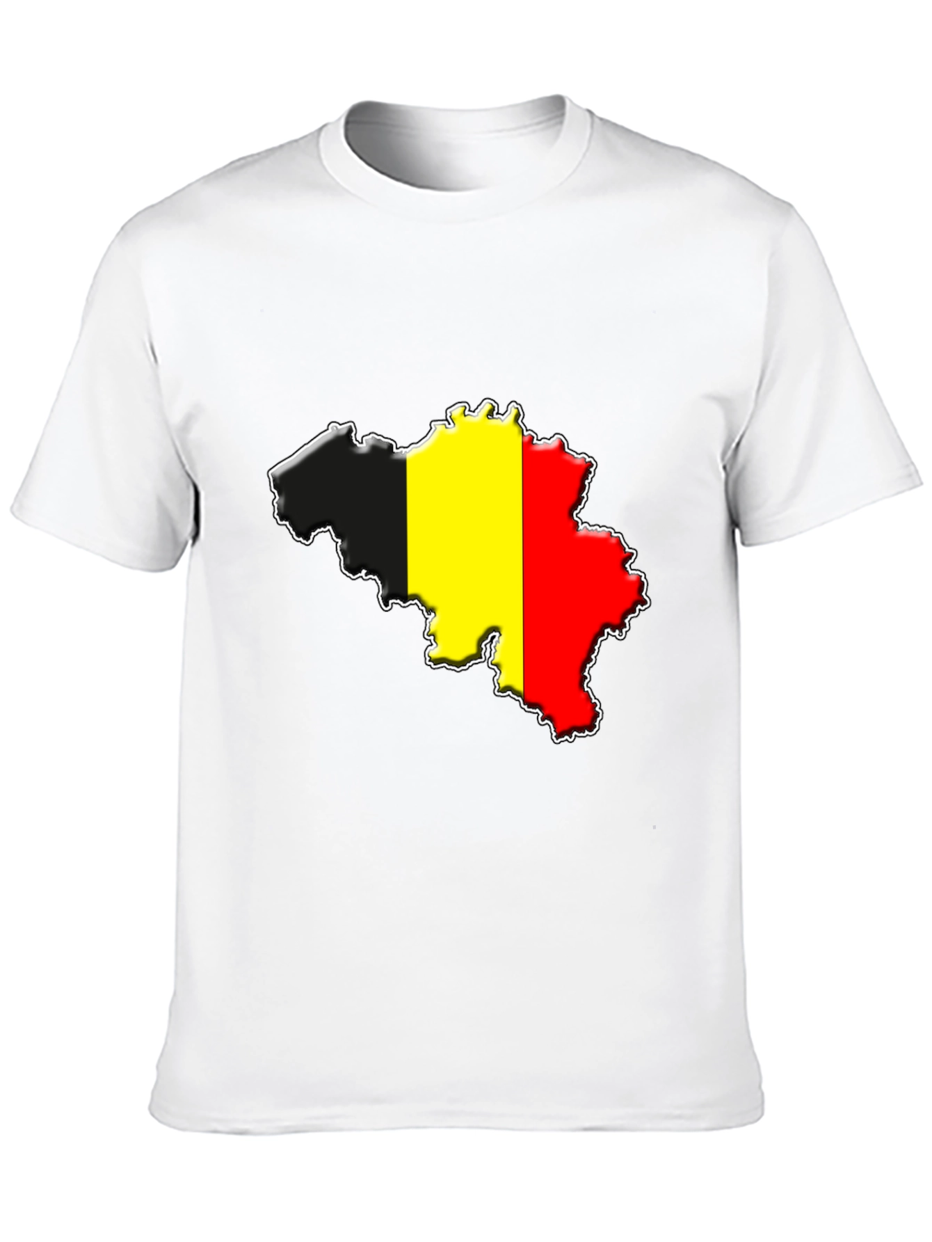 Black Belgium Flag Map T-Shirt - Black Cotton Tee view 10