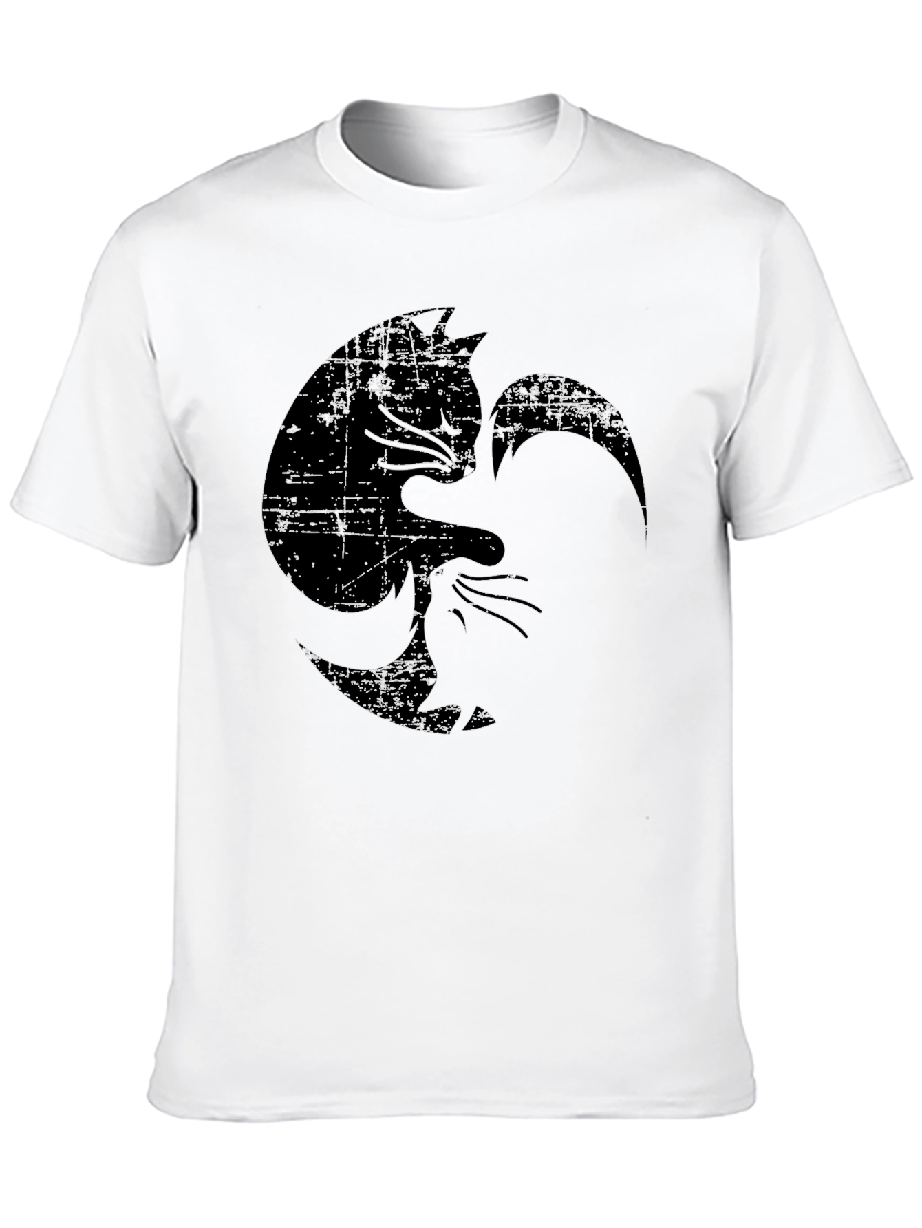 Black Distressed Yin Yang Cat Graphic Tee view 10
