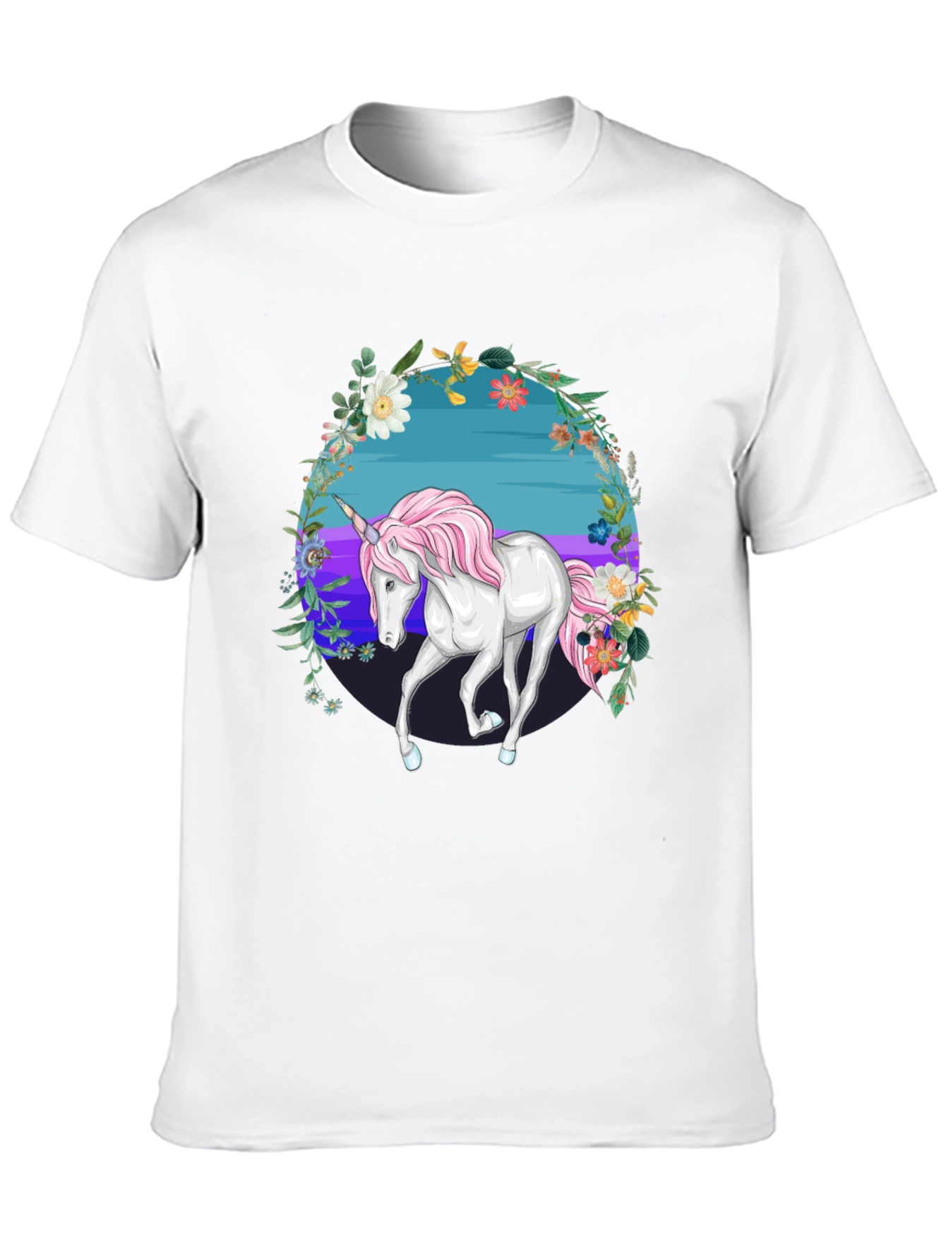 Black Unicorn Floral Graphic Tee - Black Cotton Blend view 10