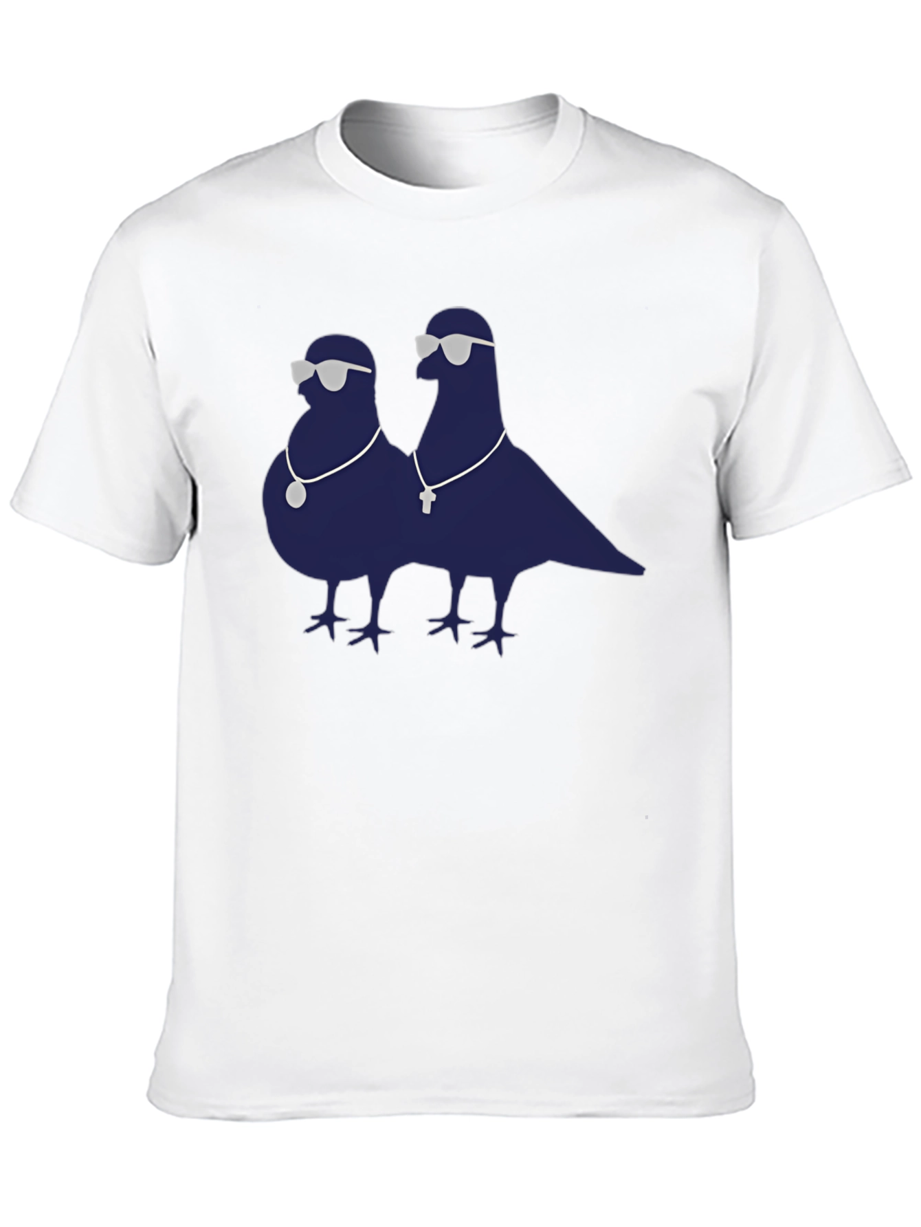 Black Cool Pigeons Graphic Tee - Black Cotton Blend T-Shirt view 10