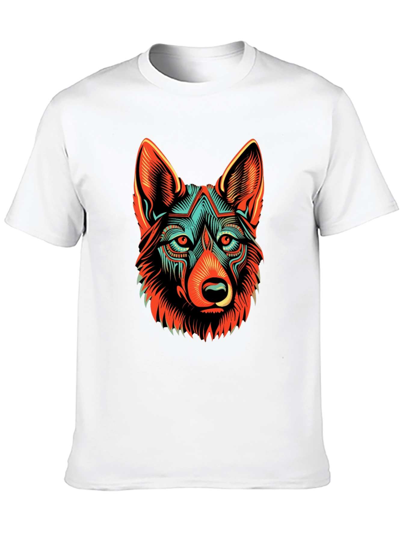 Black Abstract Wolf Graphic Black T-Shirt view 10