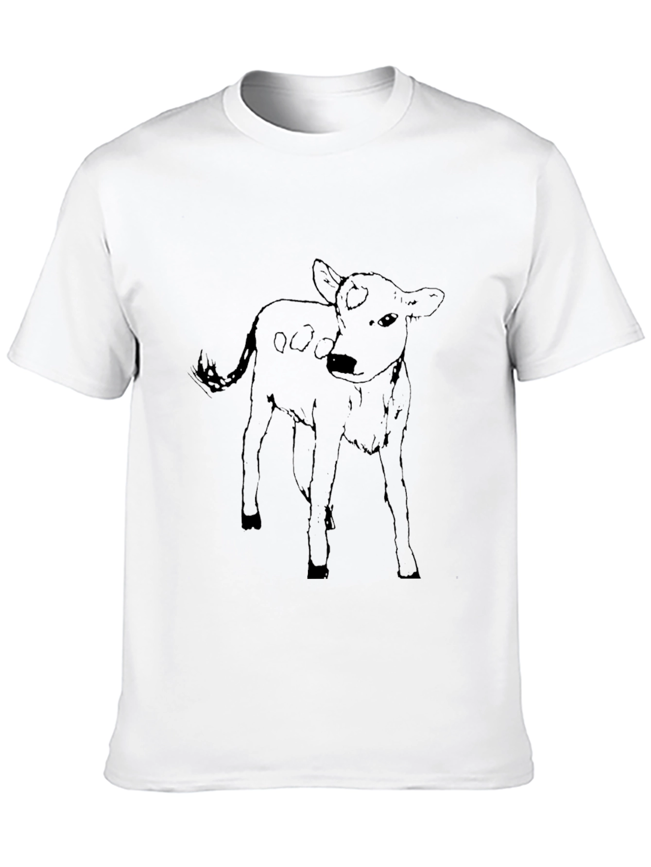 Black Calf Sketch Black Tee - Unisex Graphic T-Shirt view 10